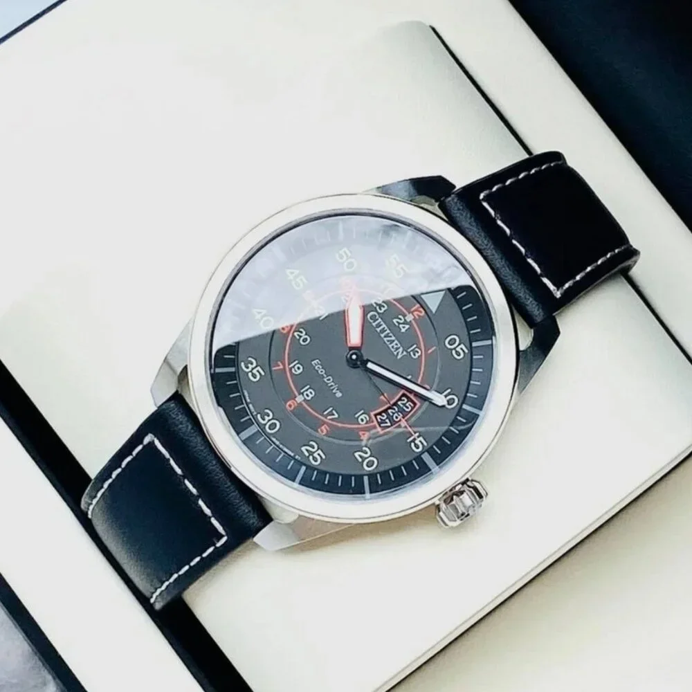 Citizen Men's Black Dial Leather Band Watch